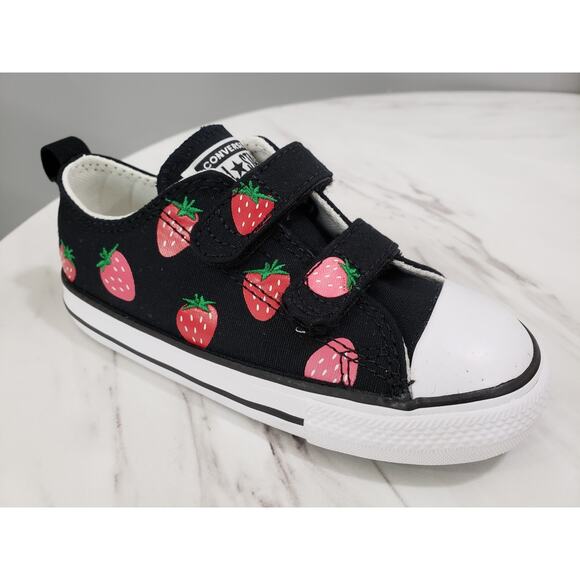 NEW EASY ON / OFF - Converse CTAS 2V OX Strawberry Toddler Baby Size 7 Sneakers - Picture 3 of 8